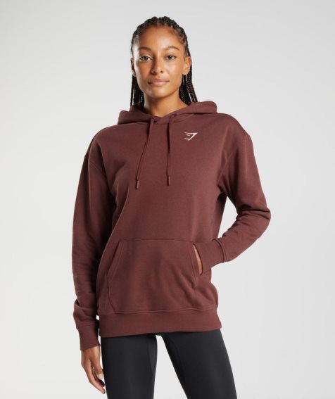 Women's Gymshark Training Boyfriend Hoodie Brown | CA ND1738